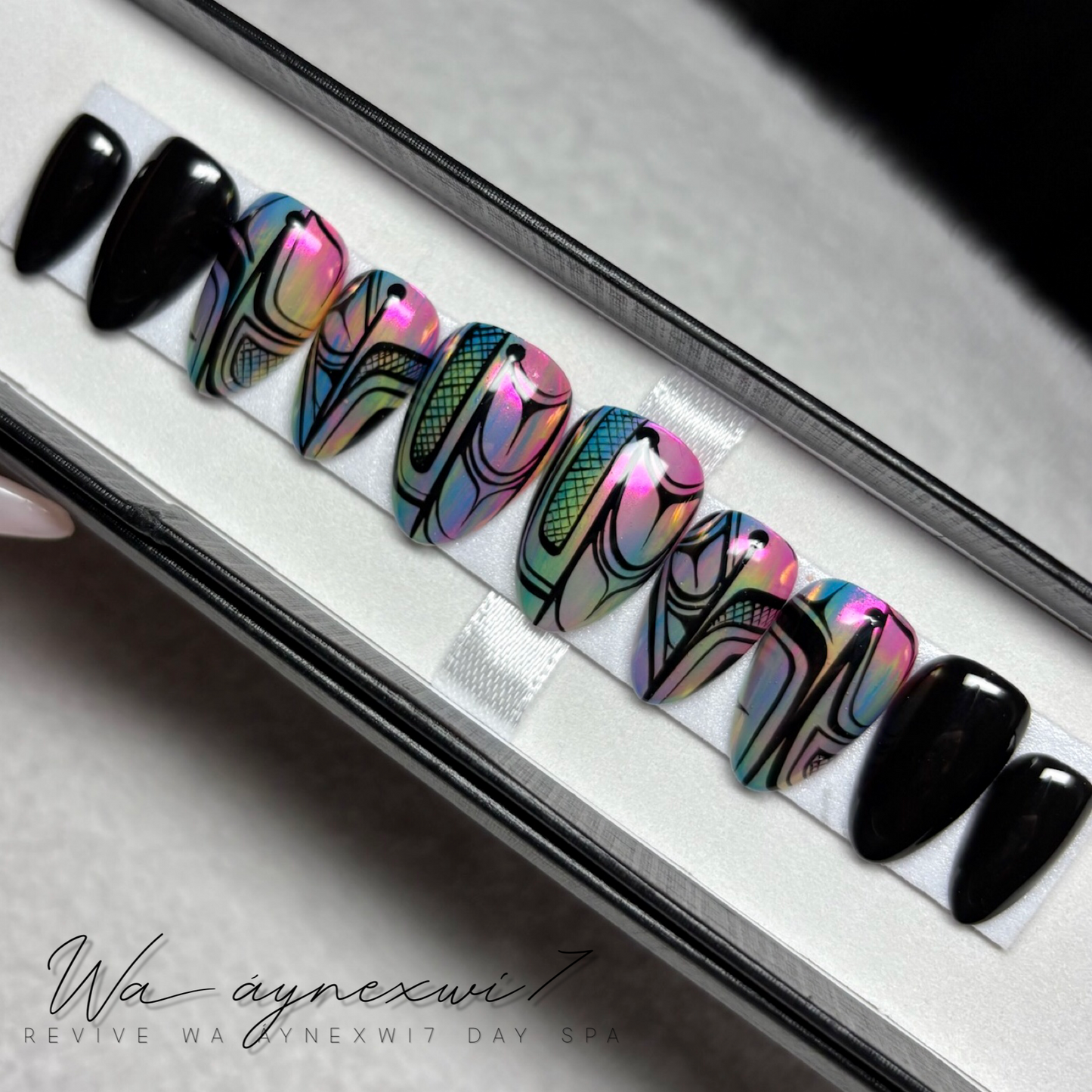 Rainbow Chrome Perfect Fit Press On Nails
