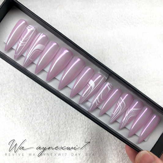 📦READY TO SHIP📦 Sheer Pink + Aurora Chrome: Medium Bougie Stiletto