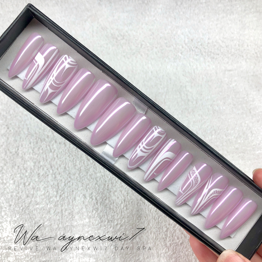 📦READY TO SHIP📦 Sheer Pink + Aurora Chrome: Large Bougie Almond